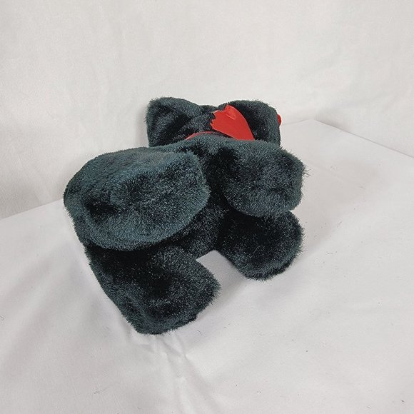 Vintage Black Dog Plush No Tags 8" Stuffed Animal Toy Red Bow Googly Eyes - Picture 6 of 7